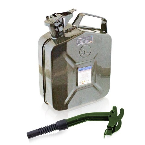 KANISTER METALOWY ZESTAW + LEJEK 5L CERTYFIKAT UE ZAMEK BAGNETOWY