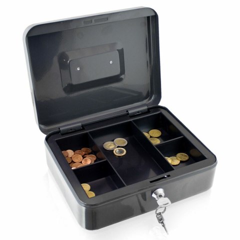 KASETKA TRANSPORTOWA 25CM NA PIENIĄDZE METALOWA CIEMNOSZARA