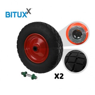 KOMPLET 2SZT CZARNE KOŁO PEŁNE DO TACZKI DWOKOŁOWEJWÓZKA BEZDĘTKOWE OŚKA W ZESTAWIE