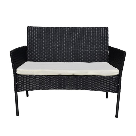 KOMPLET CZARNYCH MEBLI TARASOWYCH TECHNORATTANOWYCH STOLIK KANAPA KRZESŁA