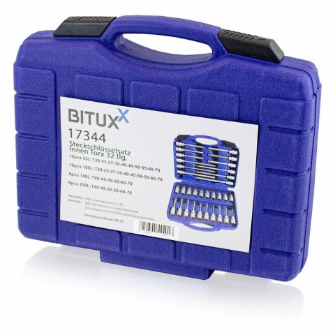 KOMPLET KLUCZY NASADOWYCH TORX 32 ELEMENTY BITUXX W WALIZCE