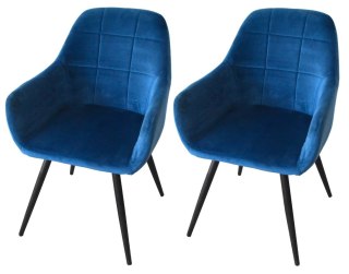 KOMPLET NIEBIESKICH KRZESEŁ WELUROWYCH 2 SZTUKI SOLIDNE NOWOCZESNE