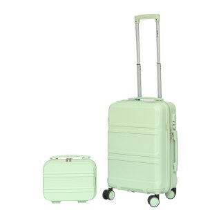 KOMPLET WALIZEK PODRÓŻNYCH M + KUFEREK KOSMETYCZKA ZWROTNA NA 4 KÓŁKACH MIĘTOWE Z ABS-u- MOCNE I SOLIDNE BARUT