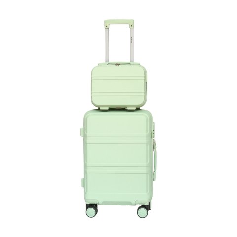 KOMPLET WALIZEK PODRÓŻNYCH M + KUFEREK KOSMETYCZKA ZWROTNA NA 4 KÓŁKACH MIĘTOWE Z ABS-u- MOCNE I SOLIDNE BARUT