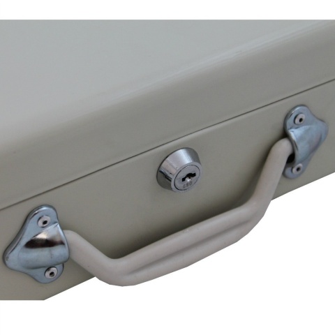 Kasetka metalowa na pieniądze Bilon EURO 30cm jasnoszara z kluczykami