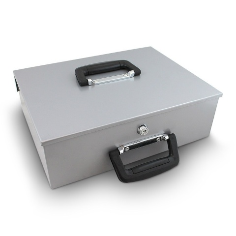 Kasetka skrytka na pieniądze Bilon EURO do kantoru 35cm szara zamykana na klucz