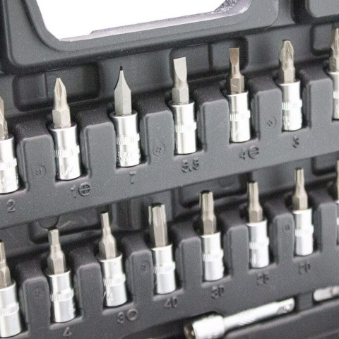 Komplet Kluczy zestaw narzędzi 45 elementów Grzechotka+nasady bity