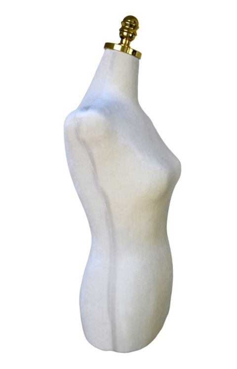 Manekin krawiecki Tors regulowana wysokość beżowy Ecru Elegancki złoty stojak