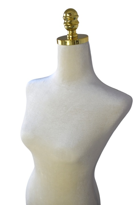 Manekin krawiecki Tors regulowana wysokość beżowy Ecru Elegancki złoty stojak