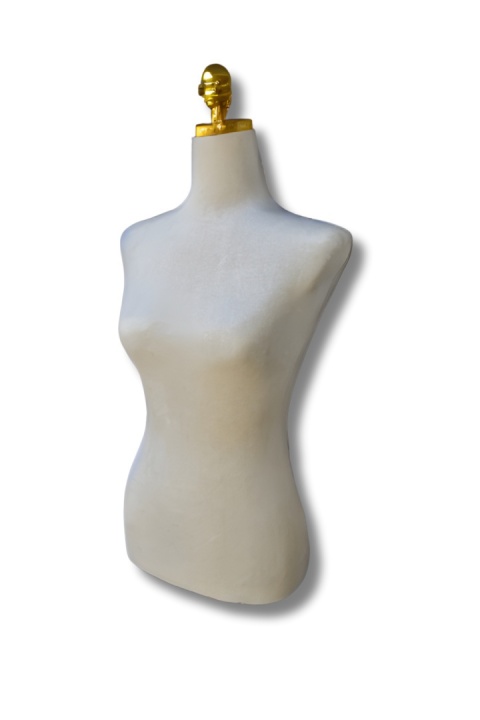 Manekin krawiecki Tors regulowana wysokość beżowy Ecru Elegancki złoty stojak