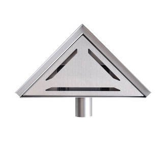 Odpływ prysznicowy trójkątny 25x25x36cm stal nierdzewna w zestawie