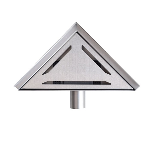 Odpływ prysznicowy trójkątny 25x25x36cm stal nierdzewna w zestawie