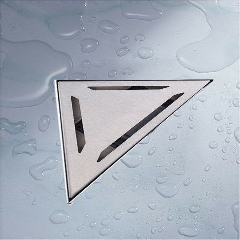 Odpływ prysznicowy trójkątny 25x25x36cm stal nierdzewna w zestawie