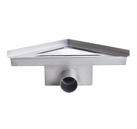 Odpływ prysznicowy trójkątny 25x25x36cm stal nierdzewna w zestawie