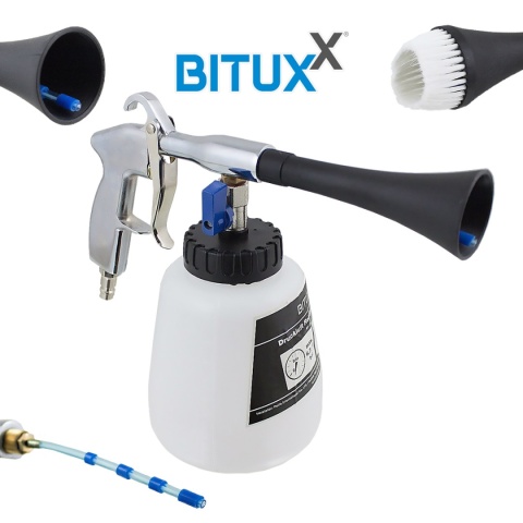 Pistolet do piaskowania na sprężone powietrze ze zbiornikiem 1l dysze szczotkowe
