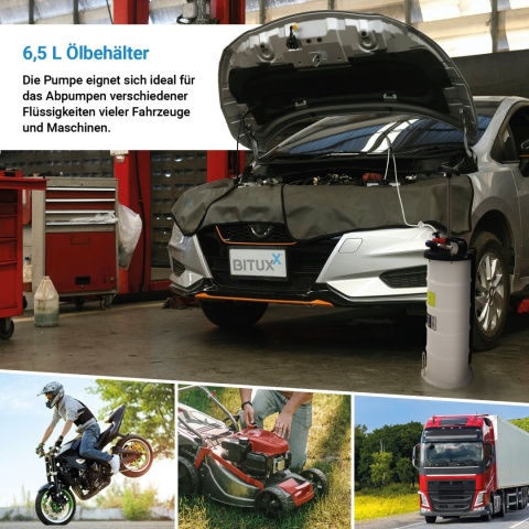 Pompa do odsysania oleju – pompa olejowa ręczna / pneumatyczna 6,5 L BITUXX