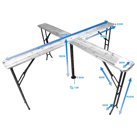 Stół biesiadny rozkłądany krzyżowy Barowy zewnętrzny na ogród