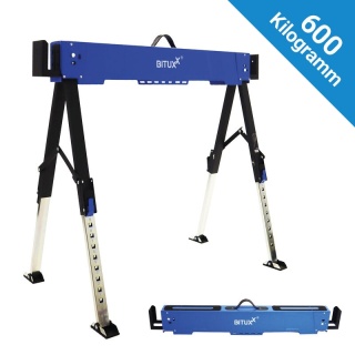 Stół roboczy / kozioł składany regulowany – 600 kg, wysokość 62–87 cm BITUXX