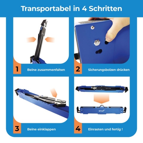 Stół roboczy / kozioł składany regulowany – 600 kg, wysokość 62–87 cm BITUXX