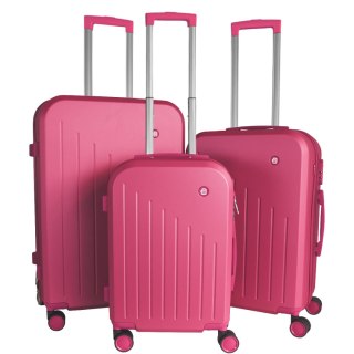 WALIZKI PODRÓŻNE 3SZT BARUT ABS MOCNE NA 4 KÓŁKACH KOMPLET XL+L+M RÓŻOWE