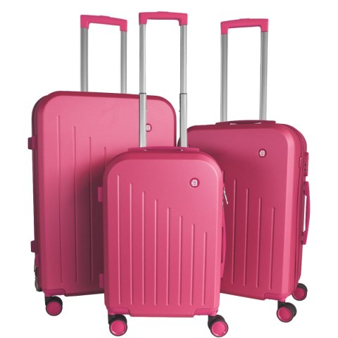 WALIZKI PODRÓŻNE 3SZT BARUT ABS MOCNE NA 4 KÓŁKACH KOMPLET XL+L+M RÓŻOWE