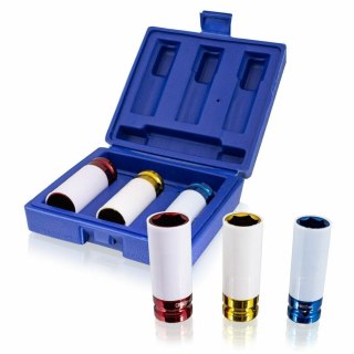 Nasadki udarowe 1/2 17 19 21 mm Cr-Mo z osłoną felg zestaw