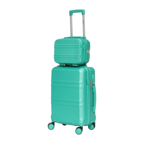 ZESTAW PODRÓŻNY WALIZKA I KUFEREK NA 4 KÓŁKACH 360 2 UCHWYTY ZIELONE ZWROTNE