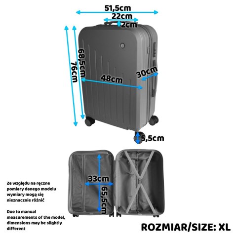 ZESTAW WALIZEK PODRÓŻNYCH 3SZT BARUT ABS MOCNE NA 4 KÓŁKACH KOMPLET XL+L+M MIĘTOWE
