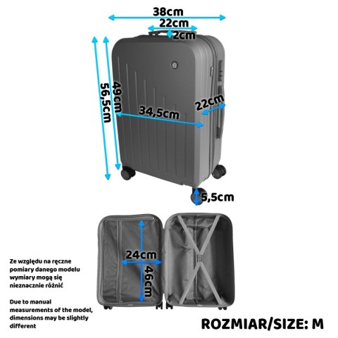 ZESTAW WALIZEK PODRÓŻNYCH 3SZT BARUT ABS MOCNE NA 4 KÓŁKACH KOMPLET XL+L+M MIĘTOWE