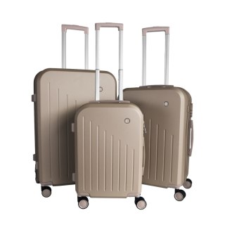 ZESTAW WALIZEK PODRÓŻNYCH 3SZT BARUT ABS MOCNE NA 4 KÓŁKACH KOMPLET XL+L+M SZAMPAŃSKIE