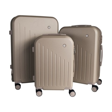 ZESTAW WALIZEK PODRÓŻNYCH 3SZT BARUT ABS MOCNE NA 4 KÓŁKACH KOMPLET XL+L+M SZAMPAŃSKIE