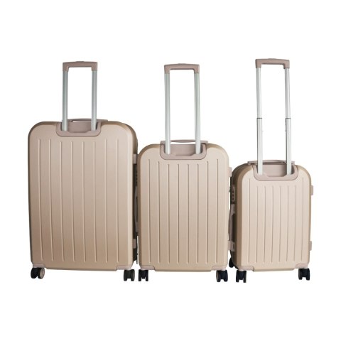 ZESTAW WALIZEK PODRÓŻNYCH 3SZT BARUT ABS MOCNE NA 4 KÓŁKACH KOMPLET XL+L+M SZAMPAŃSKIE