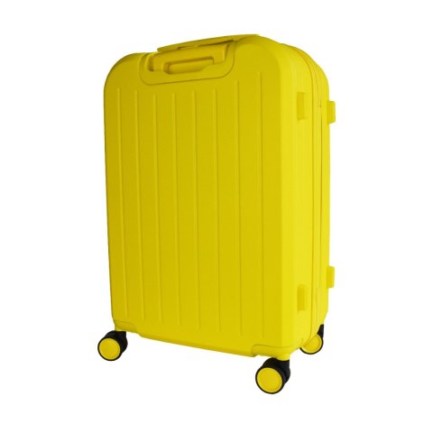 Komplet walizek podróżnych ABS 3 w 1 XL+L+M żółte na kółkach z teleskopowymi uchwytami