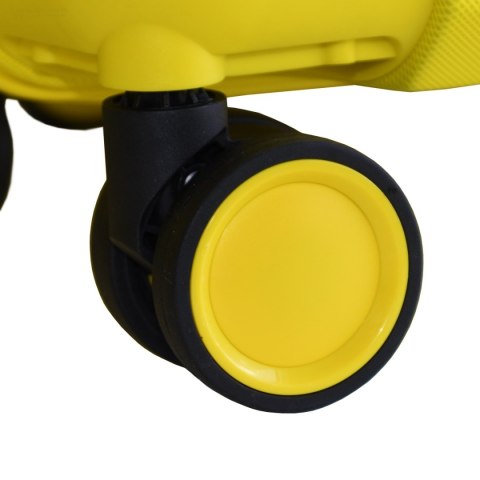 Komplet walizek podróżnych ABS 3 w 1 XL+L+M żółte na kółkach z teleskopowymi uchwytami