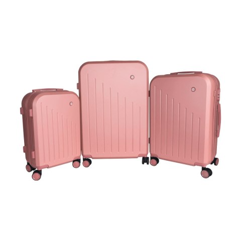ZESTAW WALIZEK PODRÓŻNYCH 3SZT BARUT ABS MOCNE NA 4 KÓŁKACH XL+L+M RÓŻOWE ZŁOTO