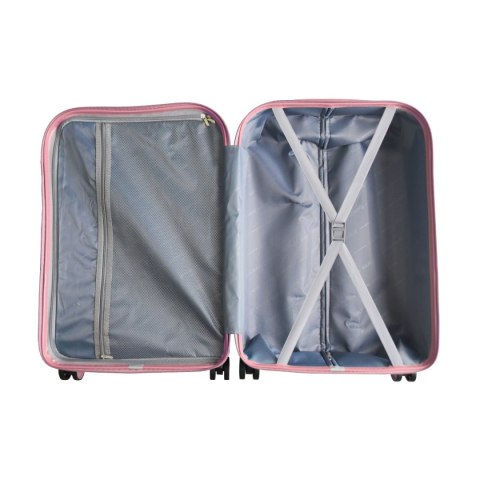 ZESTAW WALIZEK PODRÓŻNYCH 3SZT BARUT ABS MOCNE NA 4 KÓŁKACH XL+L+M RÓŻOWE ZŁOTO