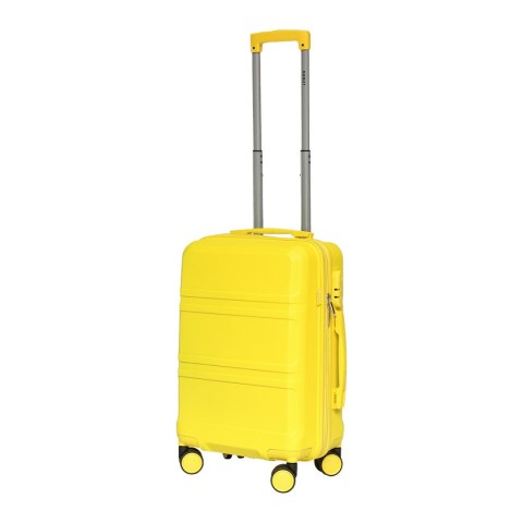 ZESTAW WALIZEK PODRÓŻNYCH ŻÓŁTE M + KUFEREK KOSMETYCZKA NA 4 KÓŁKACH ABS MOCNE