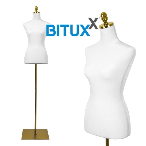 Manekin krawiecki Regulowana wysokość na witrynę do szwalni Bituxx biały