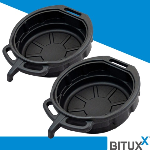 Zestaw mis do zlewania oleju z upustem – trwałe miski do serwisu i wymiany płynów, odporne na substancje chemiczne