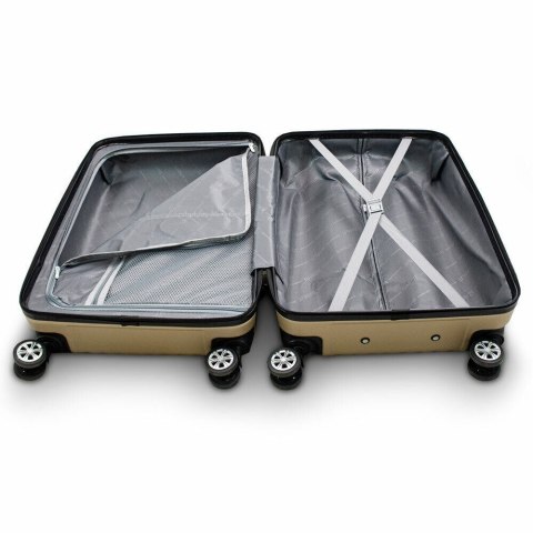 KOMPLET WALIZEK PODRÓŻNYCH ZESTAW 3SZT ZŁOTE TWARDE ABS