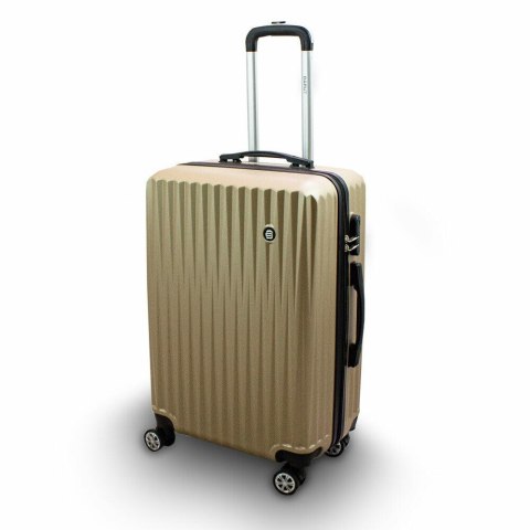 KOMPLET WALIZEK PODRÓŻNYCH ZESTAW 3SZT ZŁOTE TWARDE ABS