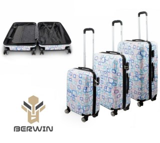 KOMPLET ZESTAW WALIZEK 3 SZT BERWIN COLORFUL SQUARE WALIZKI XL+L+M