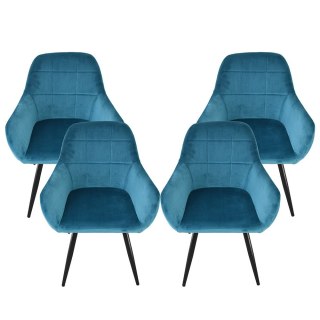 KRZESŁA WELUROWE KOMPLET 4 SZTUKI TURKUSOWE SOLIDNE NOWOCZESNE
