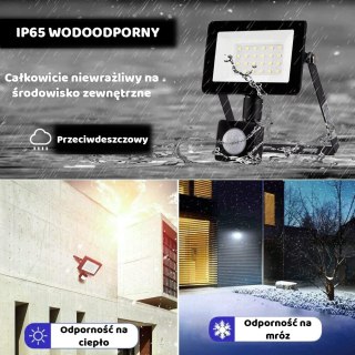 LAMPA NAŚWIETLACZ LED Z CZUJNIKIEM RUCHU 50W 5000LM IP65 DO OŚWIETLANIA WEJŚĆ
