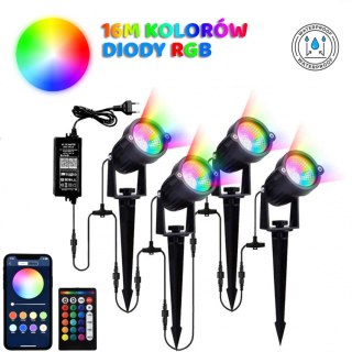 LAMPKI OGRODOWE LED 4 SZTUKI 12W ZESTAW LAMP OGRODOWYCH