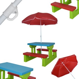 ŁAWKA OGRODOWA DLA DZIECI + PARASOL ŁAWKA DO OGRODU DLA DZIECKA