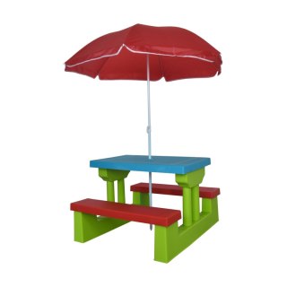 ŁAWKA OGRODOWA DLA DZIECI + PARASOL ŁAWKA DO OGRODU DLA DZIECKA