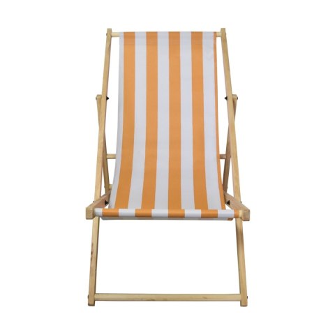 LEŻAK DREWNIANY OGRODOWY SKŁADANY Z REGULACJĄ WYSOKOŚCI ŻÓŁTO-BIAŁE PASY