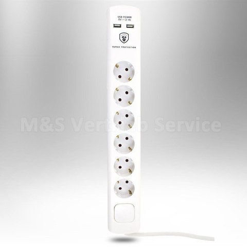 LISTWA ZASILAJĄCA PRZEDŁUŻACZ 6 GNIAZD + USB