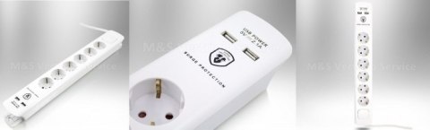LISTWA ZASILAJĄCA PRZEDŁUŻACZ 6 GNIAZD + USB